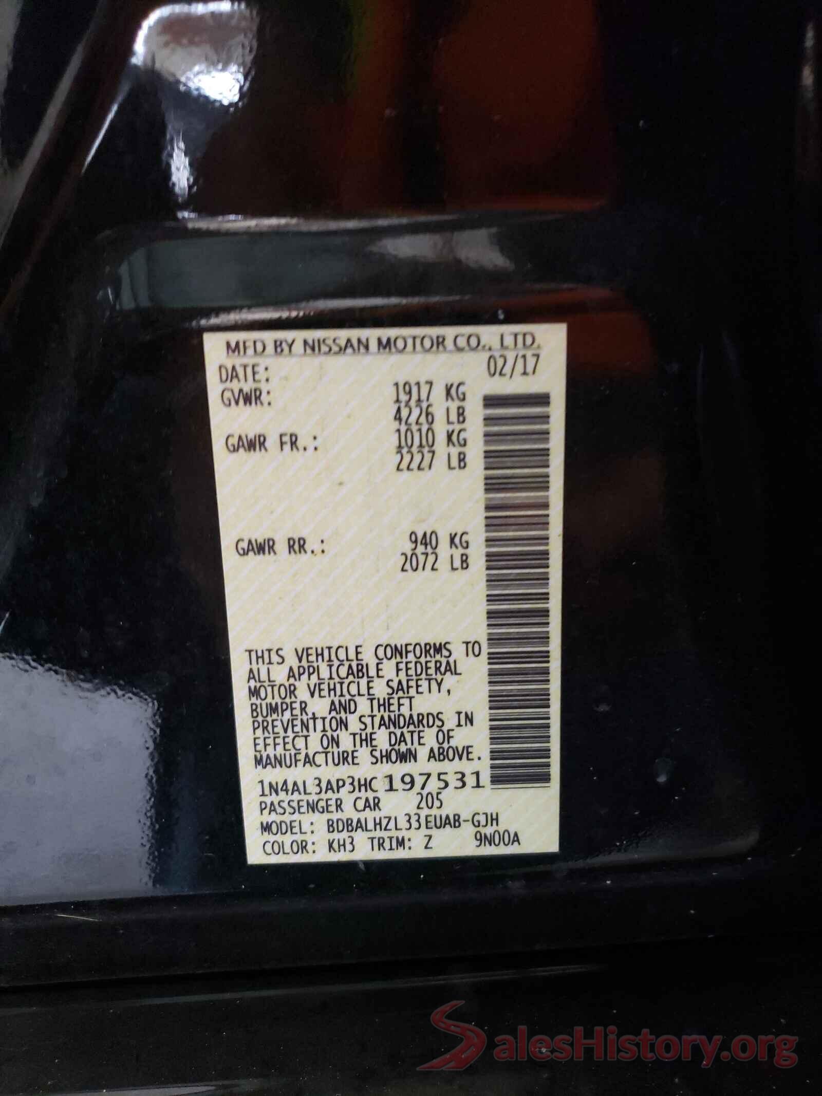 1N4AL3AP3HC197531 2017 NISSAN ALTIMA