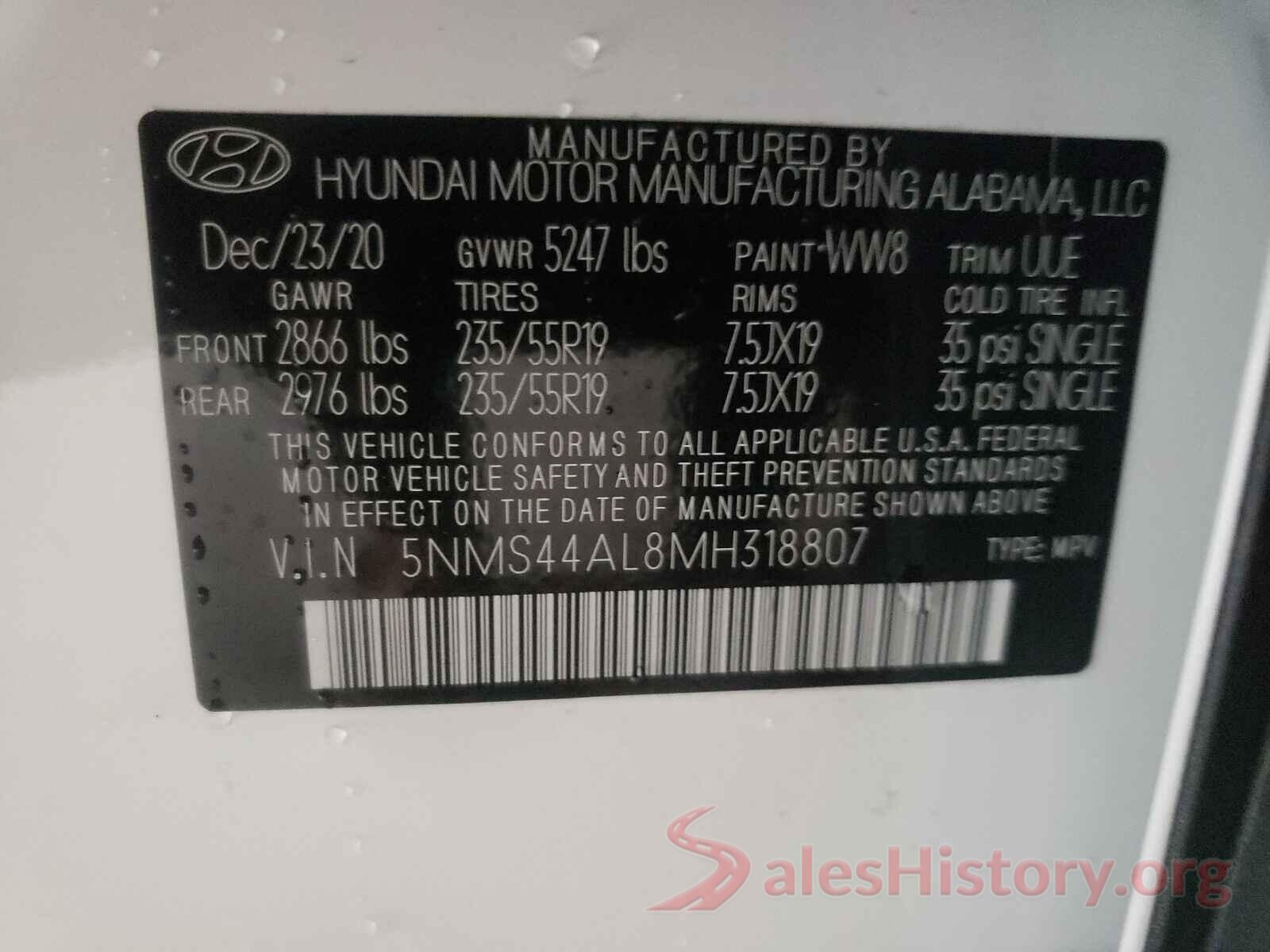 5NMS44AL8MH318807 2021 HYUNDAI SANTA FE