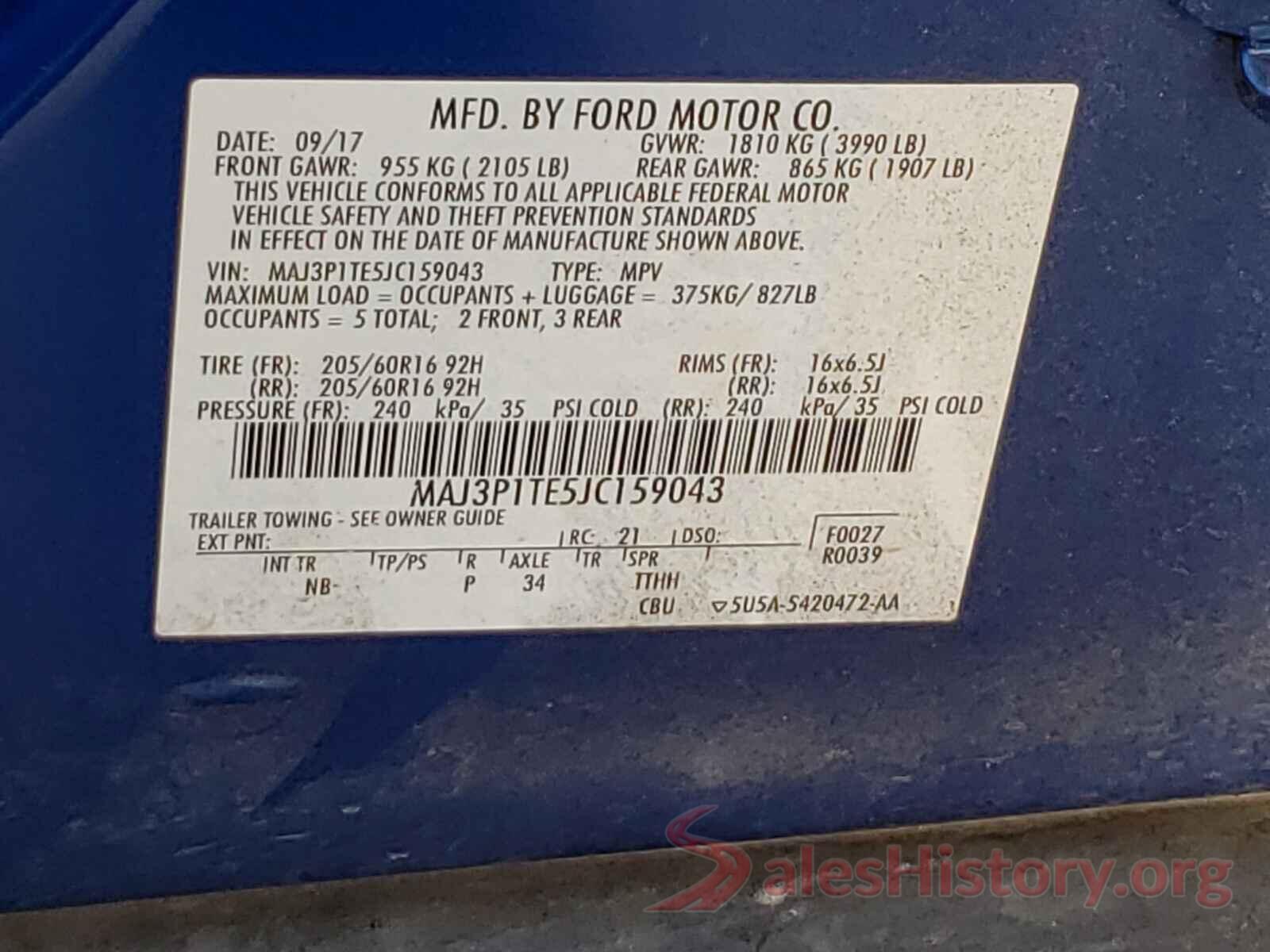 MAJ3P1TE5JC159043 2018 FORD ALL OTHER