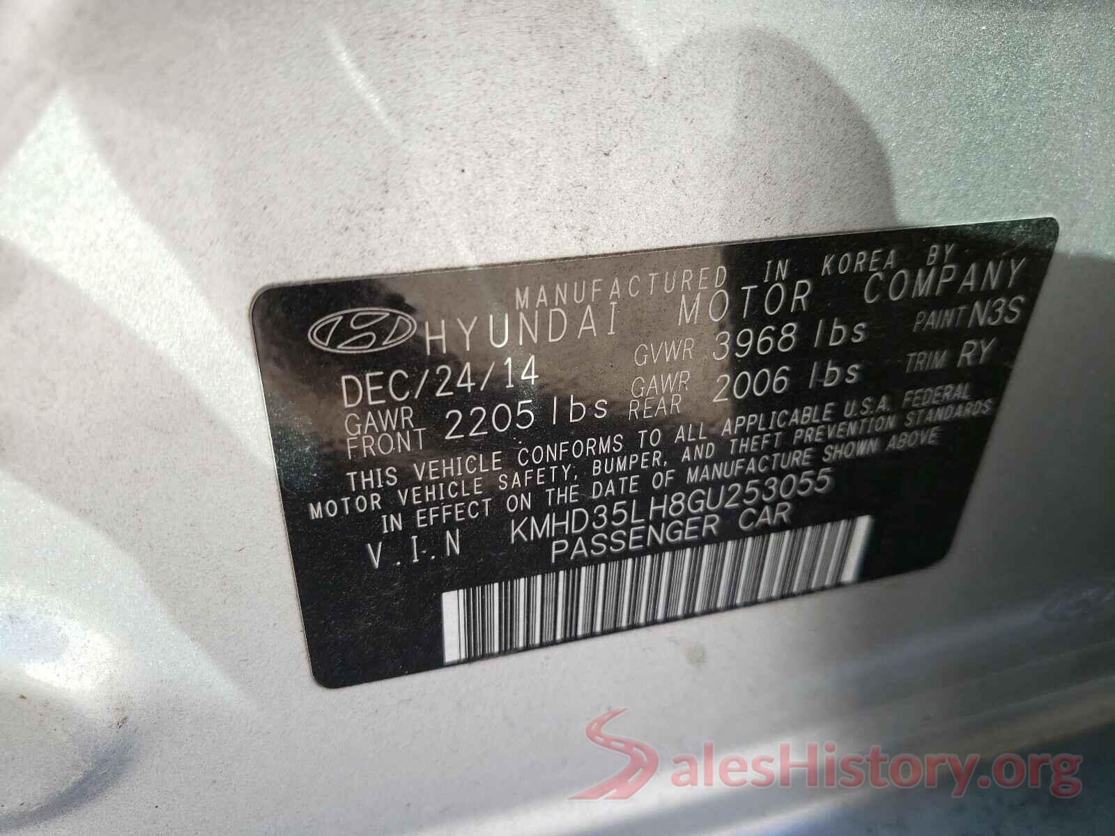 KMHD35LH8GU253055 2016 HYUNDAI ELANTRA