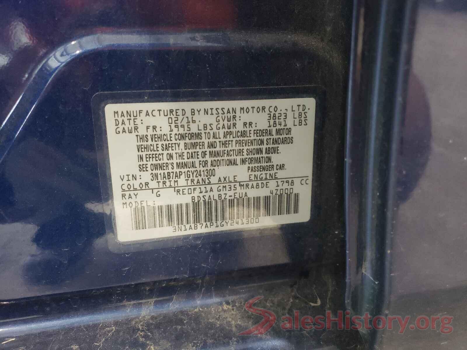 3N1AB7AP1GY241300 2016 NISSAN SENTRA