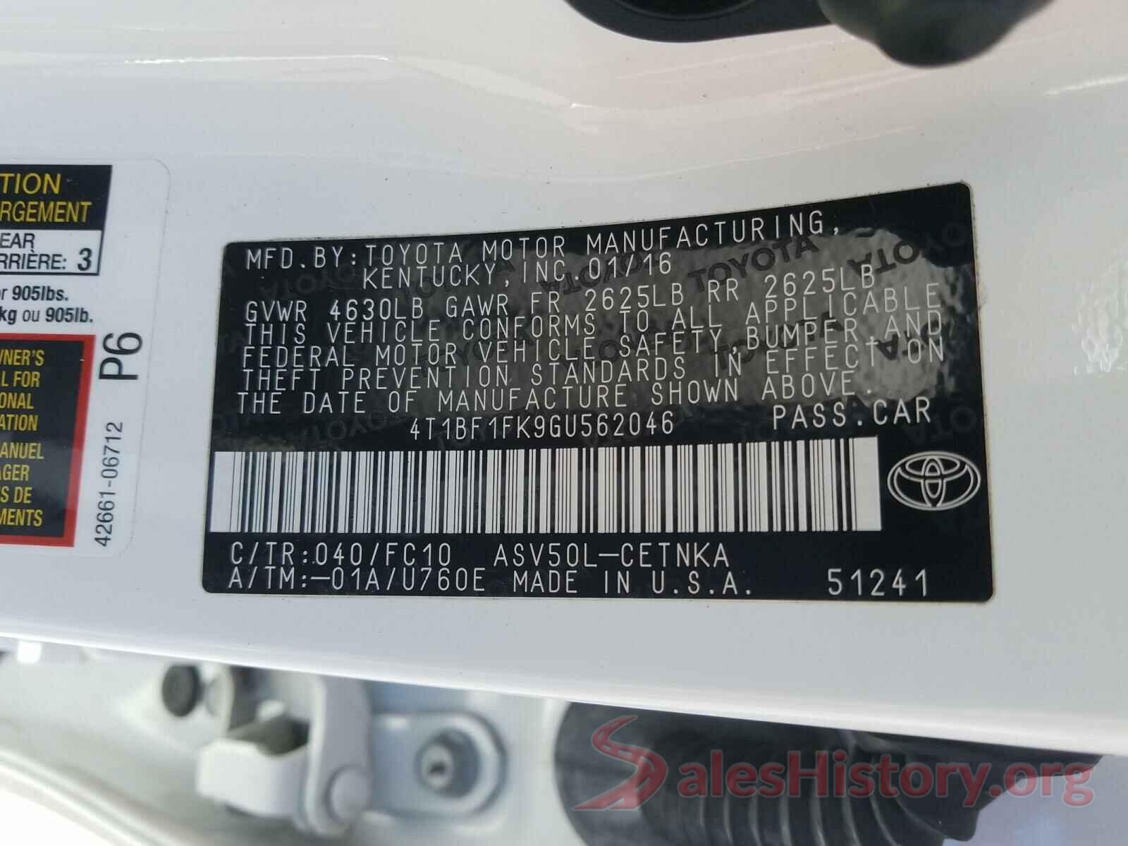 4T1BF1FK9GU562046 2016 TOYOTA CAMRY