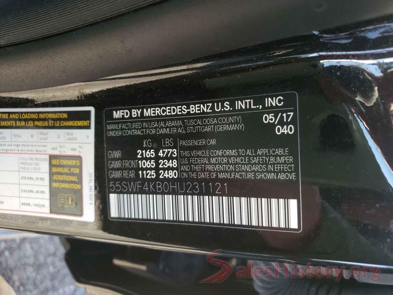 55SWF4KB0HU231121 2017 MERCEDES-BENZ C CLASS