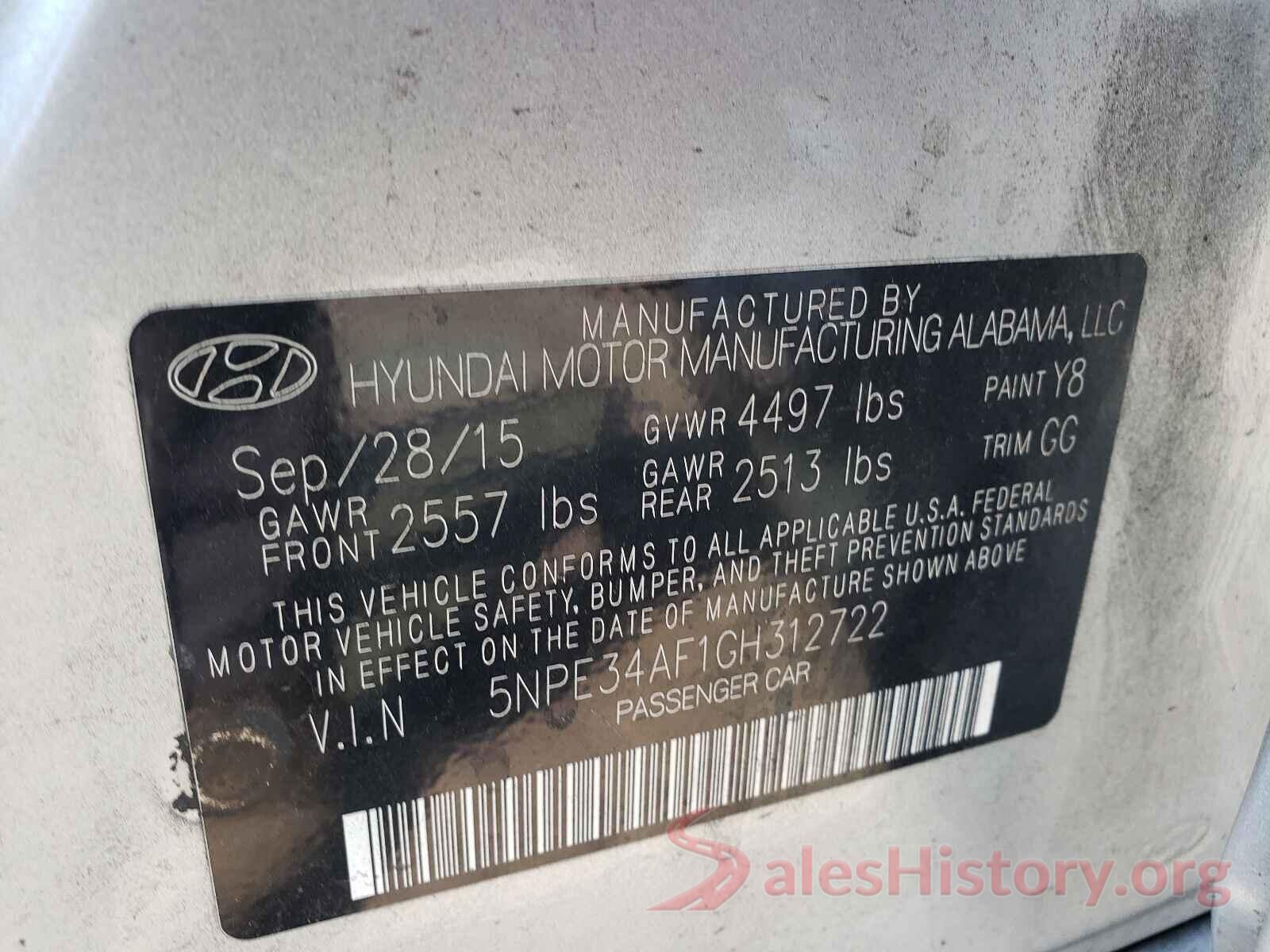 5NPE34AF1GH312722 2016 HYUNDAI SONATA