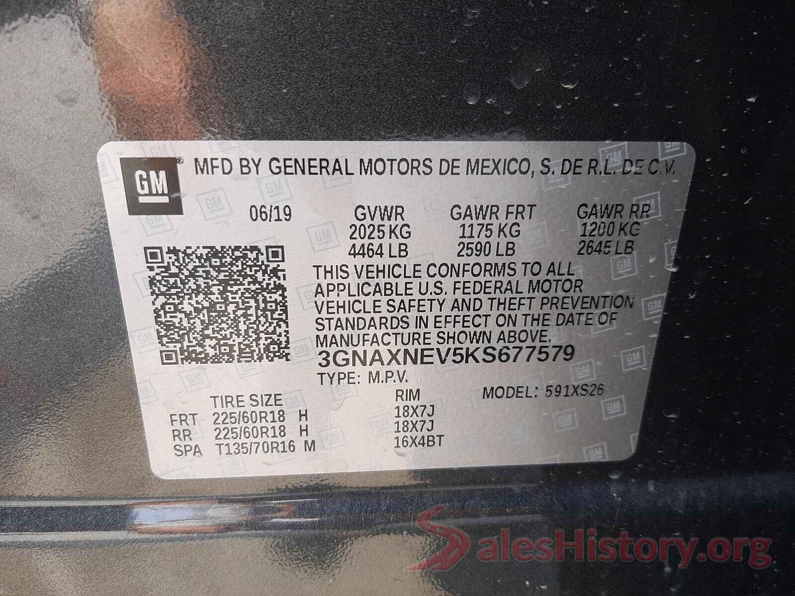 3GNAXNEV5KS677579 2019 CHEVROLET EQUINOX