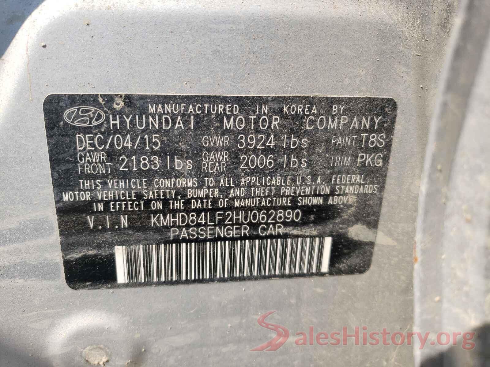 KMHD84LF2HU062890 2017 HYUNDAI ELANTRA