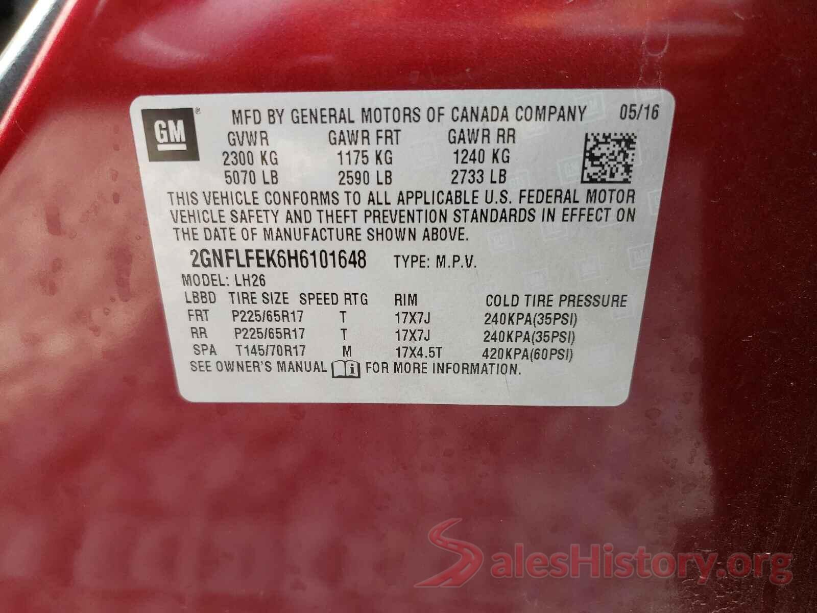 2GNFLFEK6H6101648 2017 CHEVROLET EQUINOX