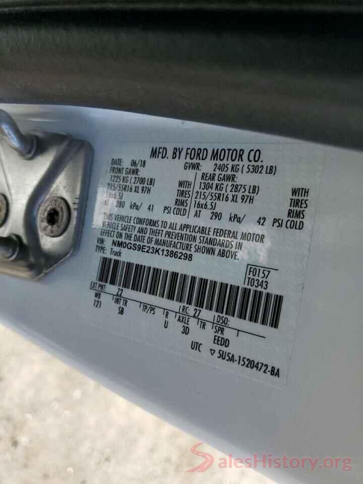 NM0GS9E23K1386298 2019 FORD TRANSIT