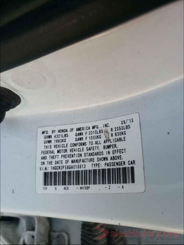 1HGCR2F58GA015613 2016 HONDA ACCORD