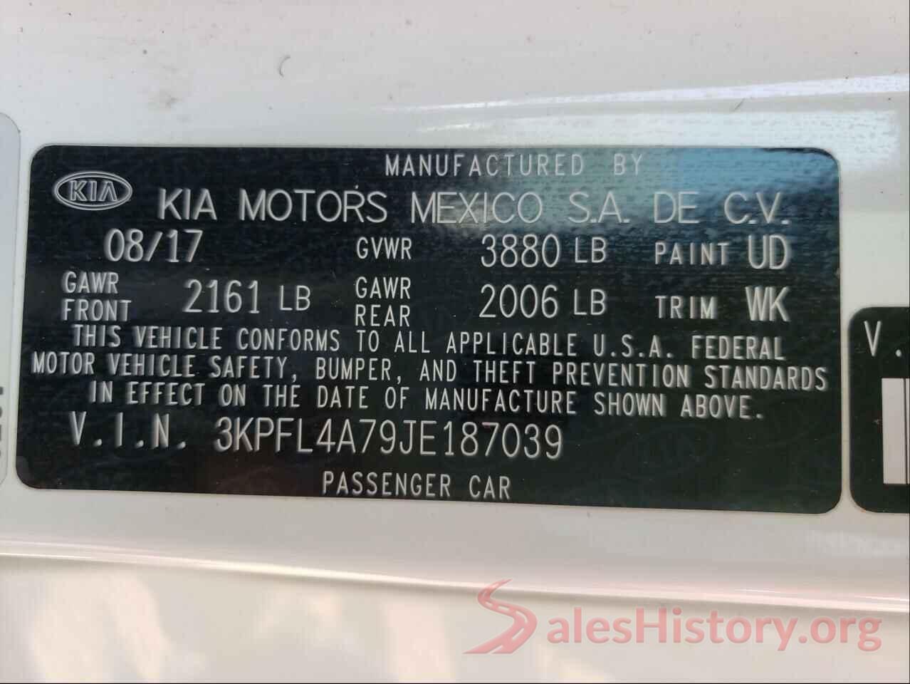 3KPFL4A79JE187039 2018 KIA FORTE