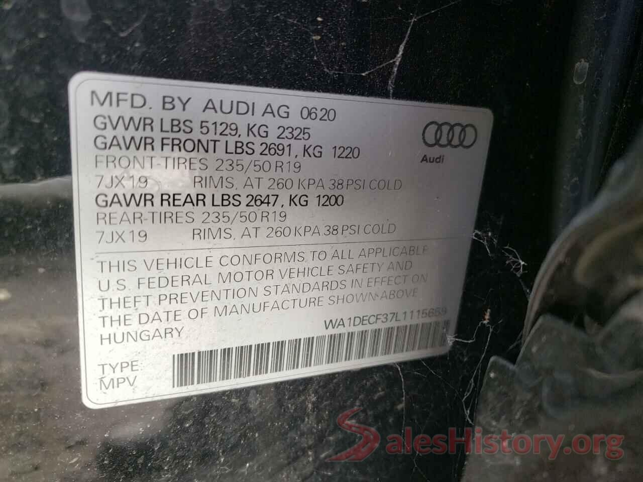 WA1DECF37L1115659 2020 AUDI Q3