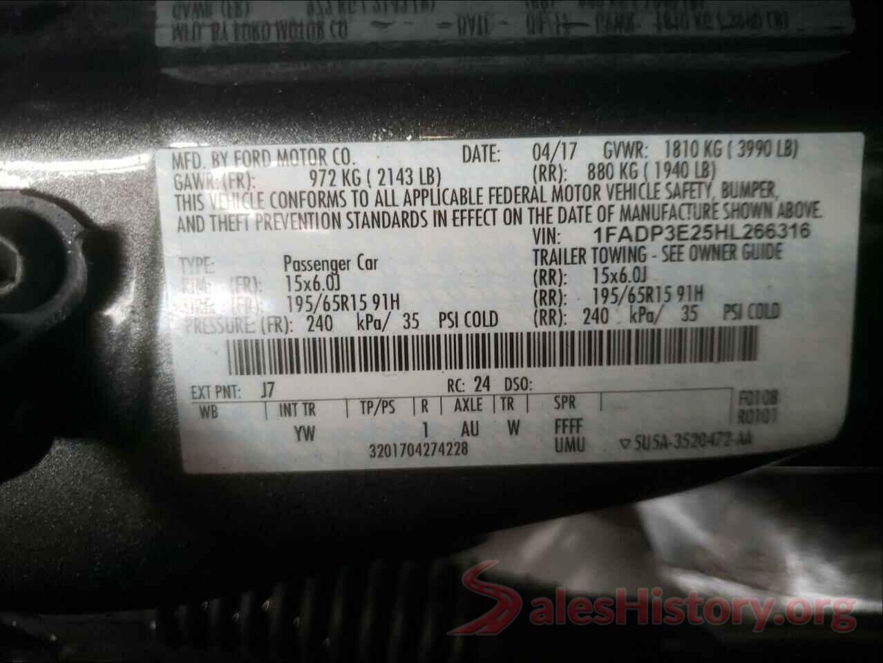 1FADP3E25HL266316 2017 FORD FOCUS