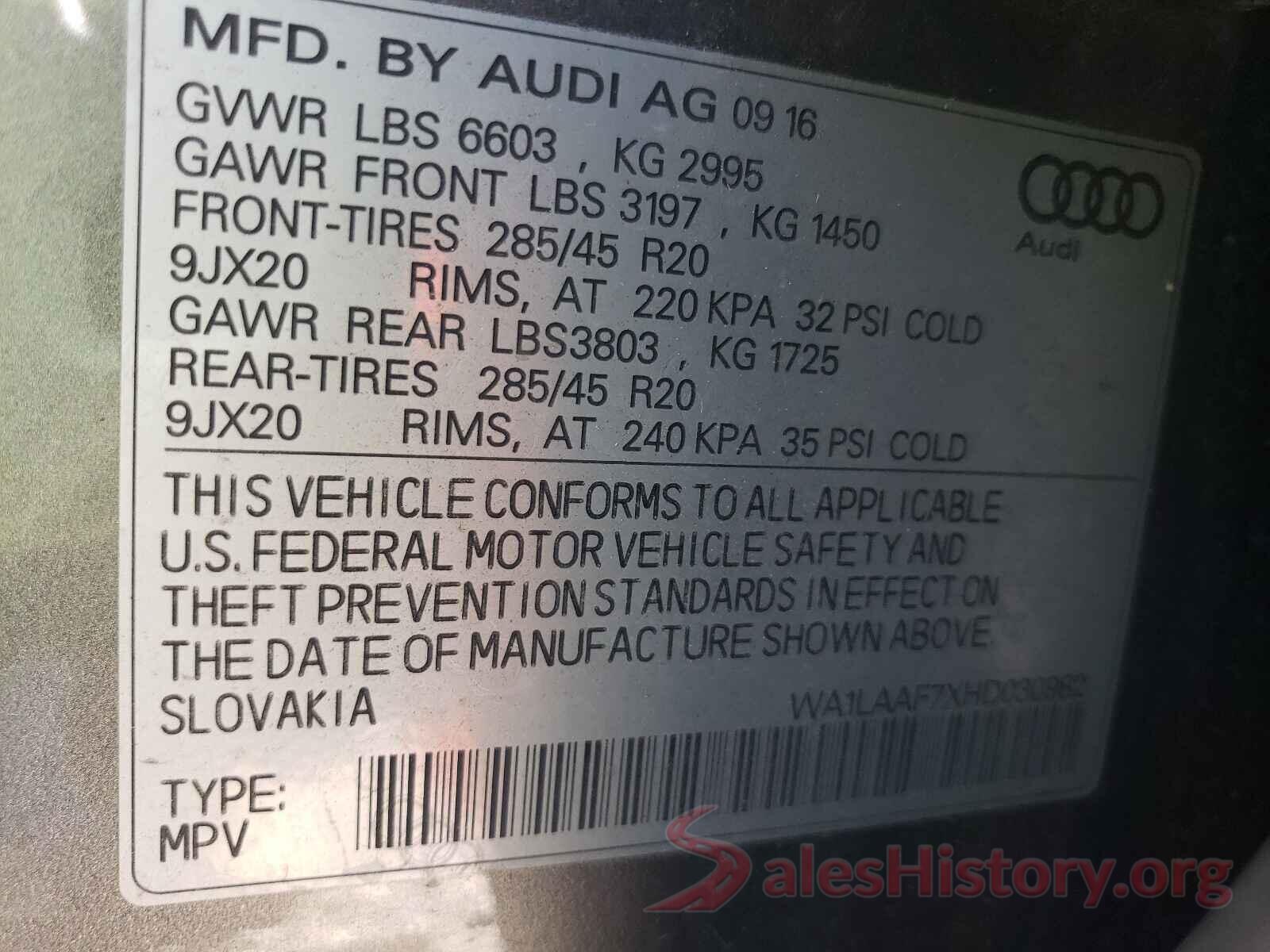 WA1LAAF7XHD030982 2017 AUDI Q7