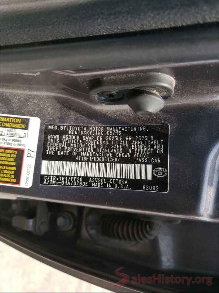 4T1BF1FK0GU612607 2016 TOYOTA CAMRY