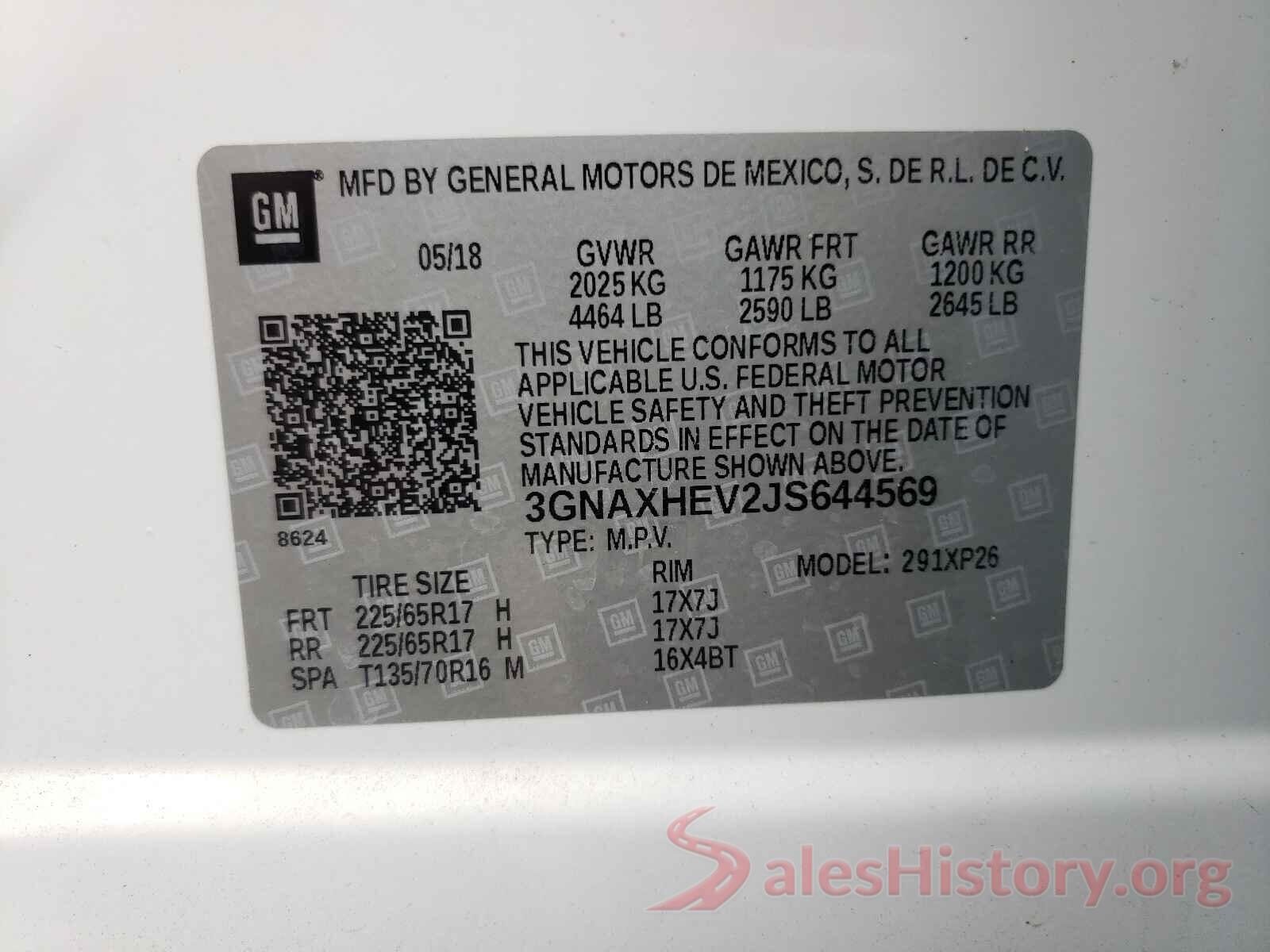 3GNAXHEV2JS644569 2018 CHEVROLET EQUINOX