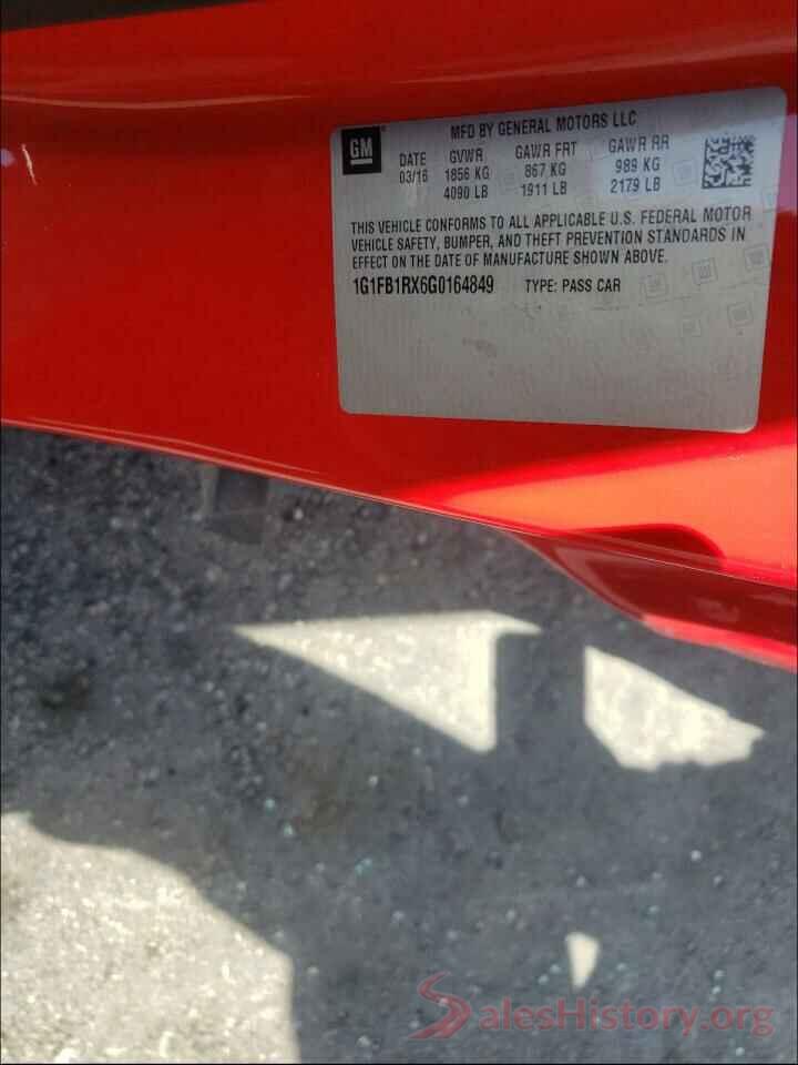 1G1FB1RX6G0164849 2016 CHEVROLET CAMARO