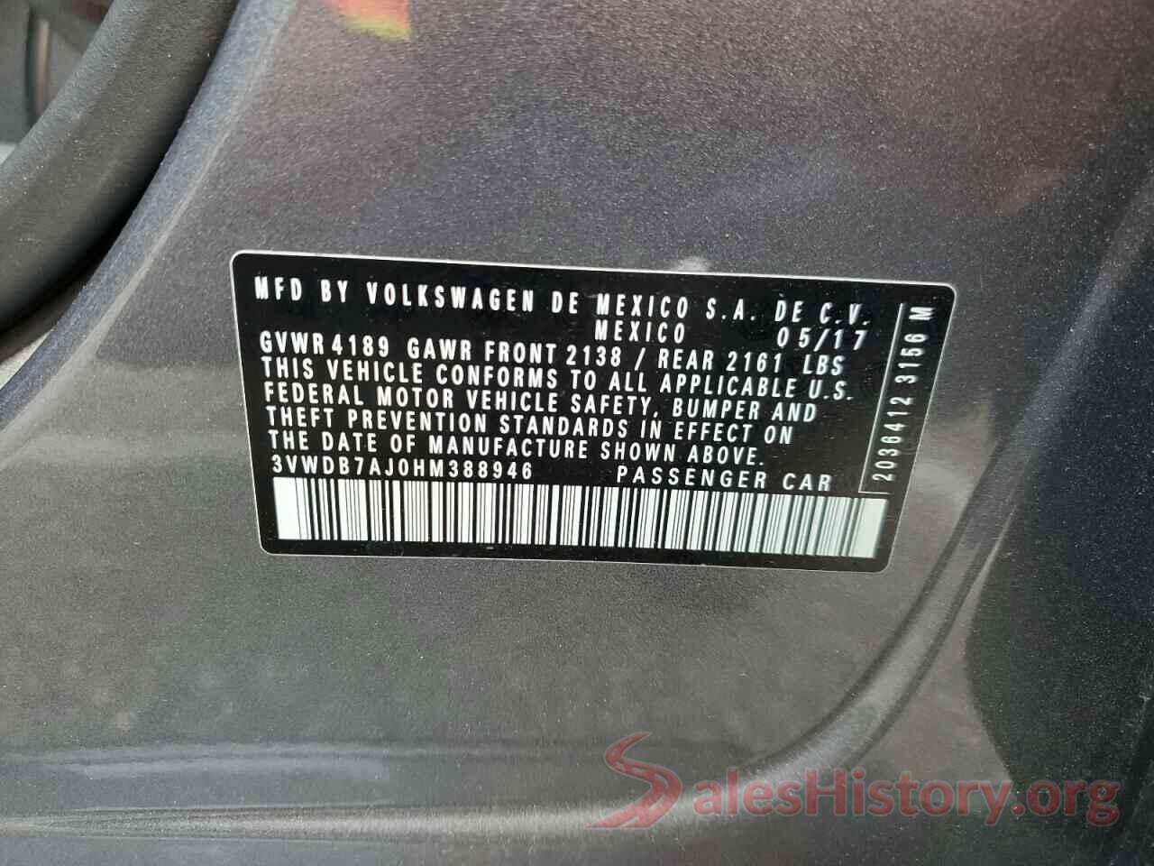 3VWDB7AJ0HM388946 2017 VOLKSWAGEN JETTA