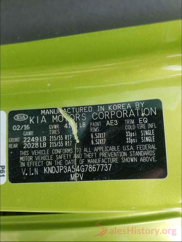 KNDJP3A54G7867737 2016 KIA SOUL