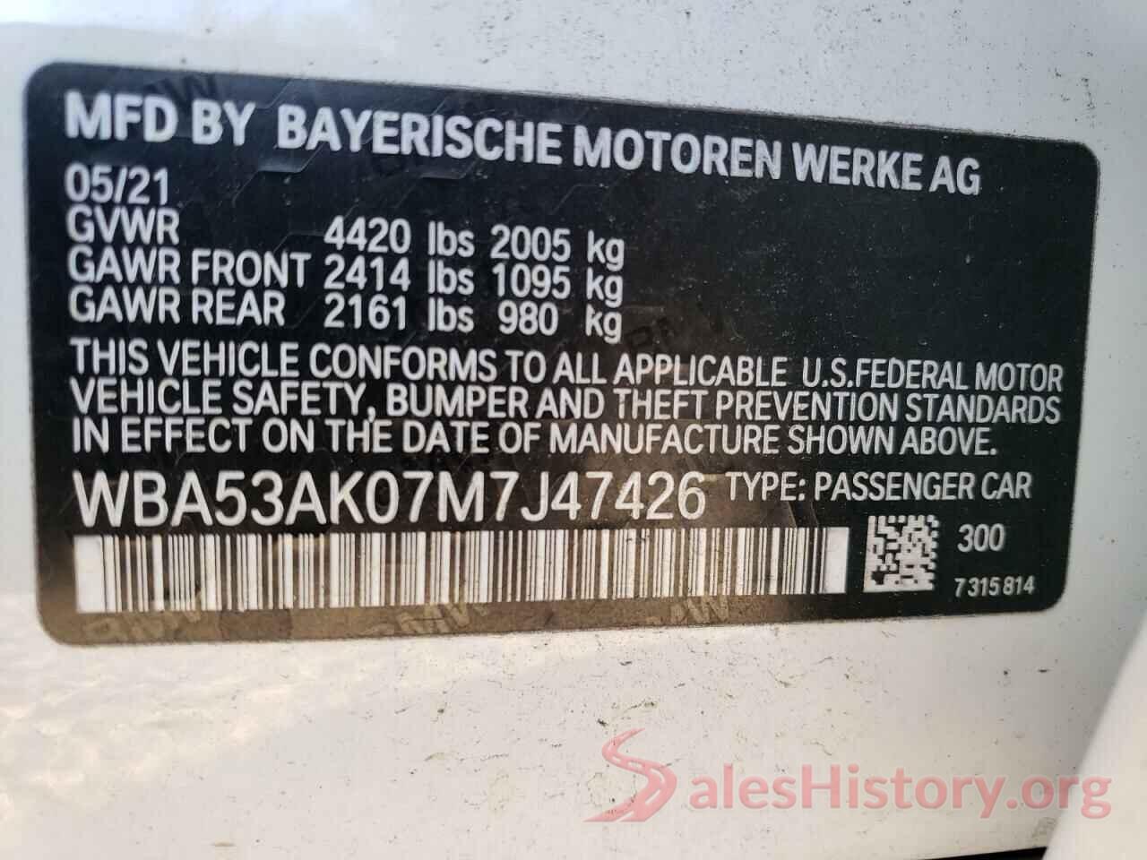 WBA53AK07M7J47426 2021 BMW 2 SERIES