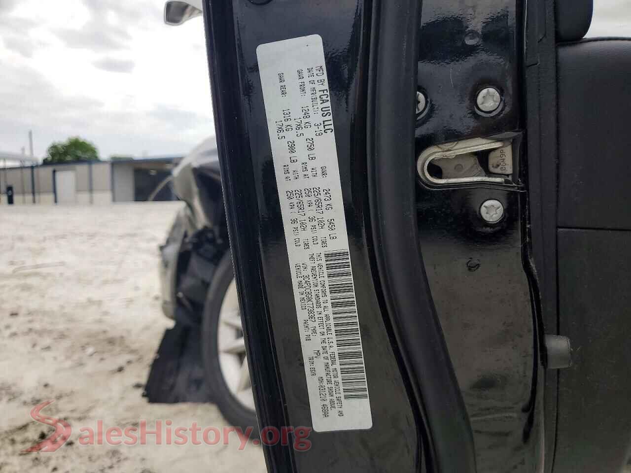 2019 DODGE JOURNEY VIN 3C4PDCBG0KT738367, trunk area