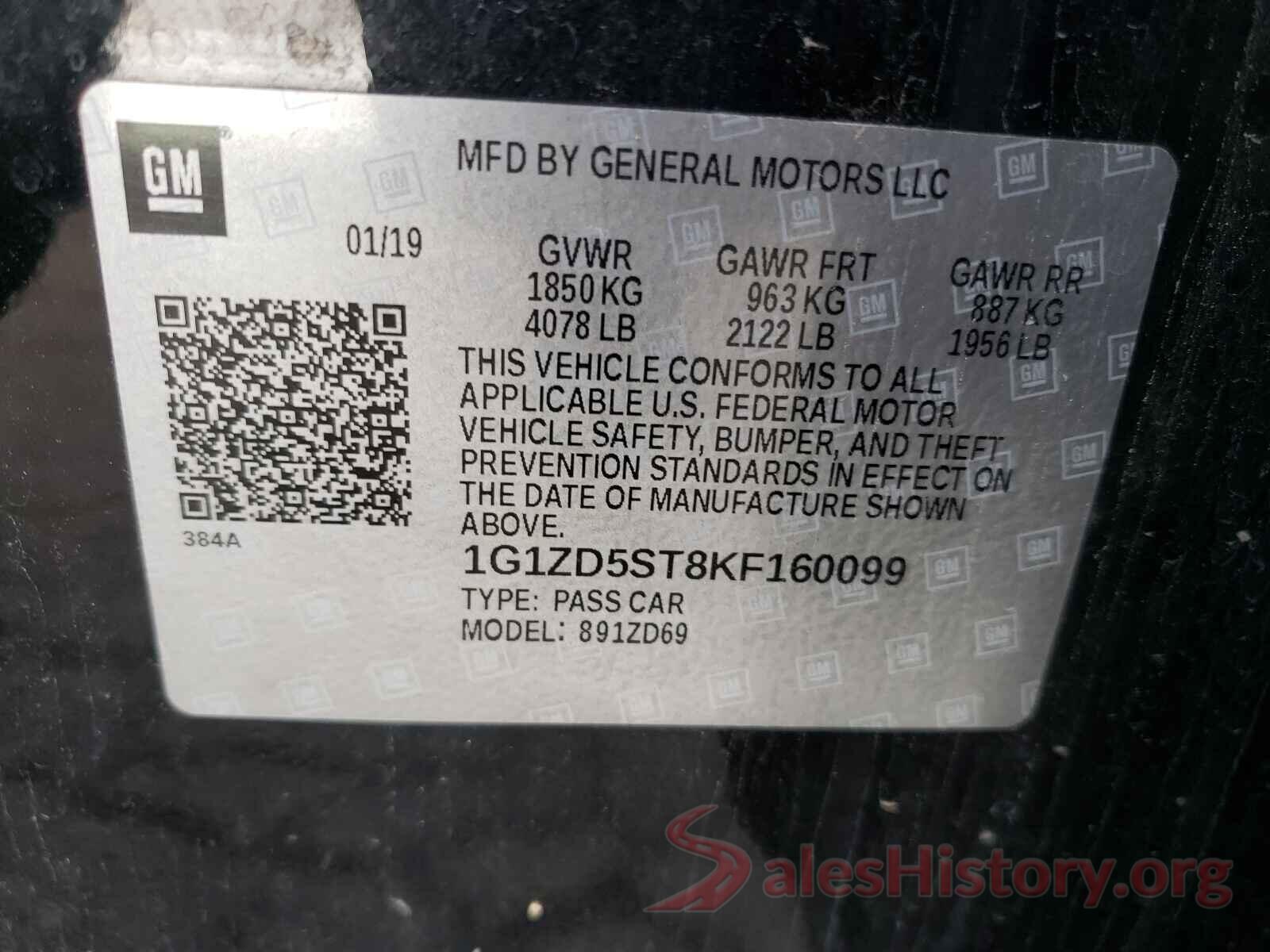 1G1ZD5ST8KF160099 2019 CHEVROLET MALIBU