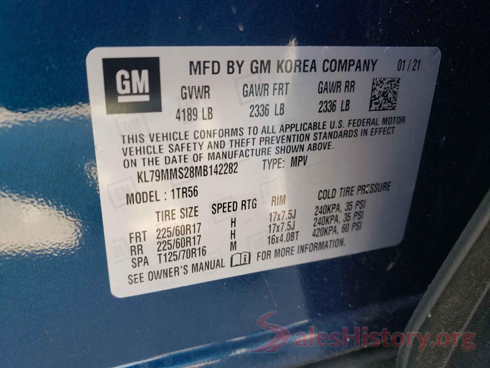 KL79MMS28MB142282 2021 CHEVROLET TRAILBLAZE