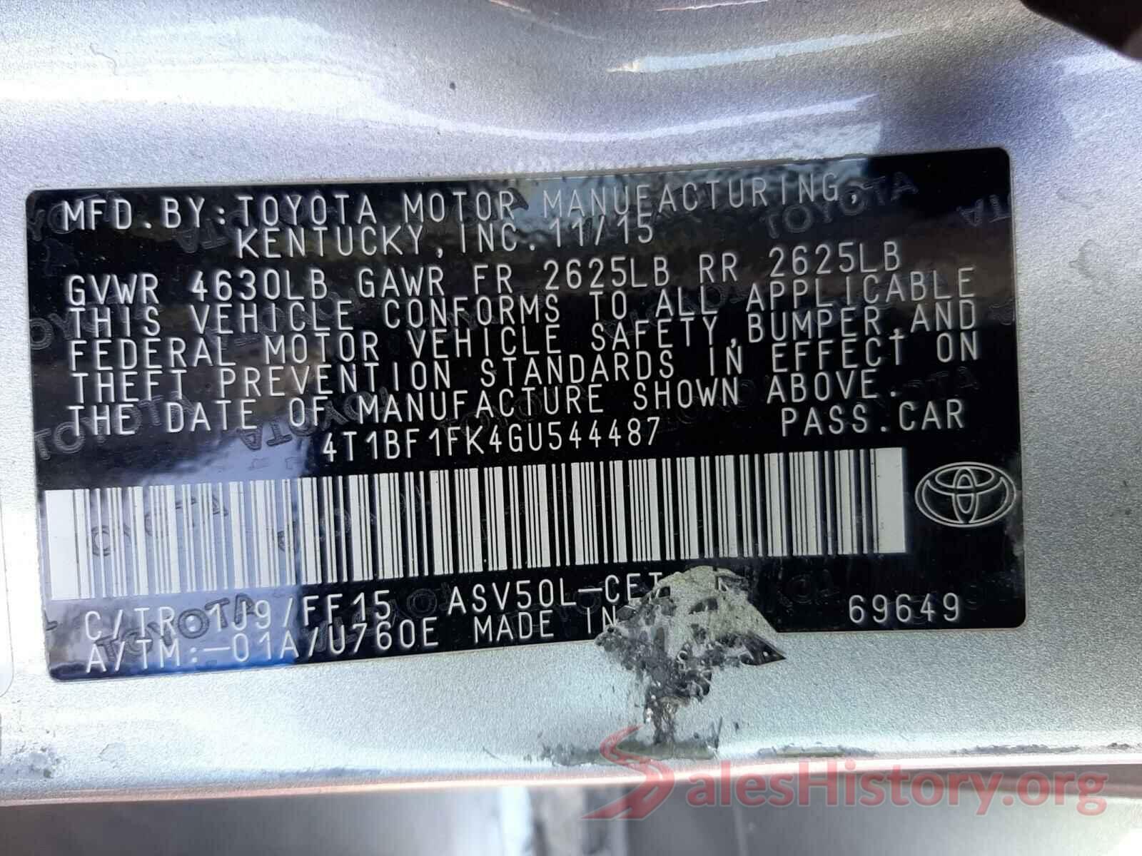 4T1BF1FK4GU544487 2016 TOYOTA CAMRY