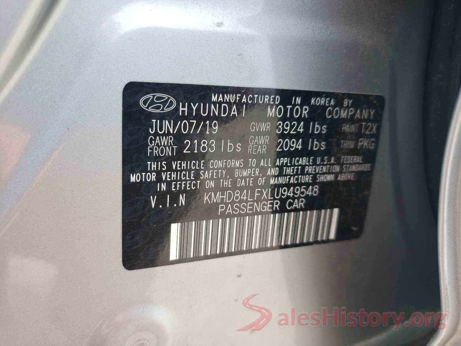 KMHD84LFXLU949548 2020 HYUNDAI ELANTRA