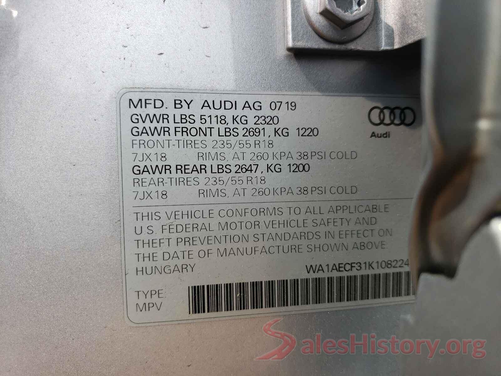 WA1AECF31K1082241 2019 AUDI Q3