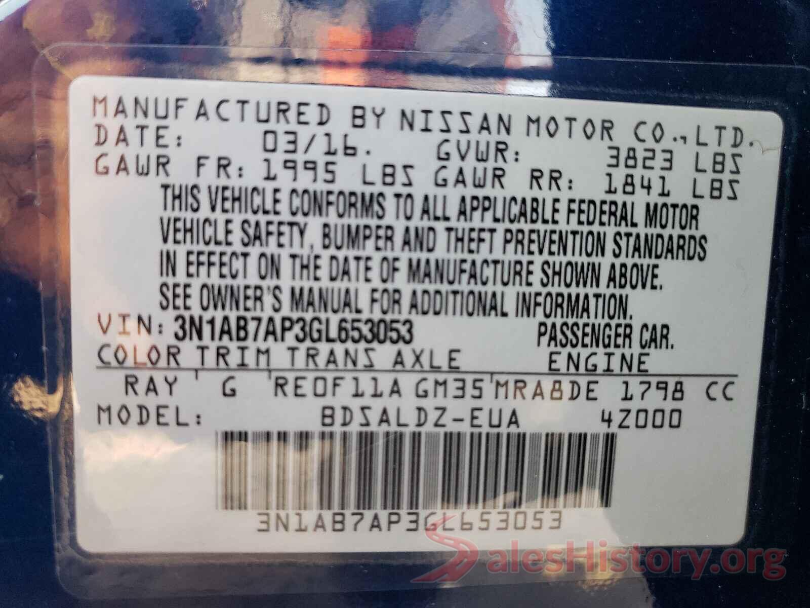 3N1AB7AP3GL653053 2016 NISSAN SENTRA