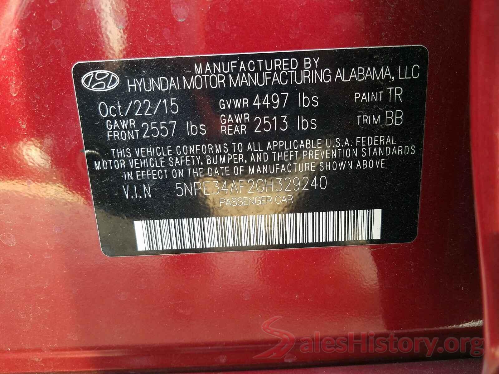 5NPE34AF2GH329240 2016 HYUNDAI SONATA