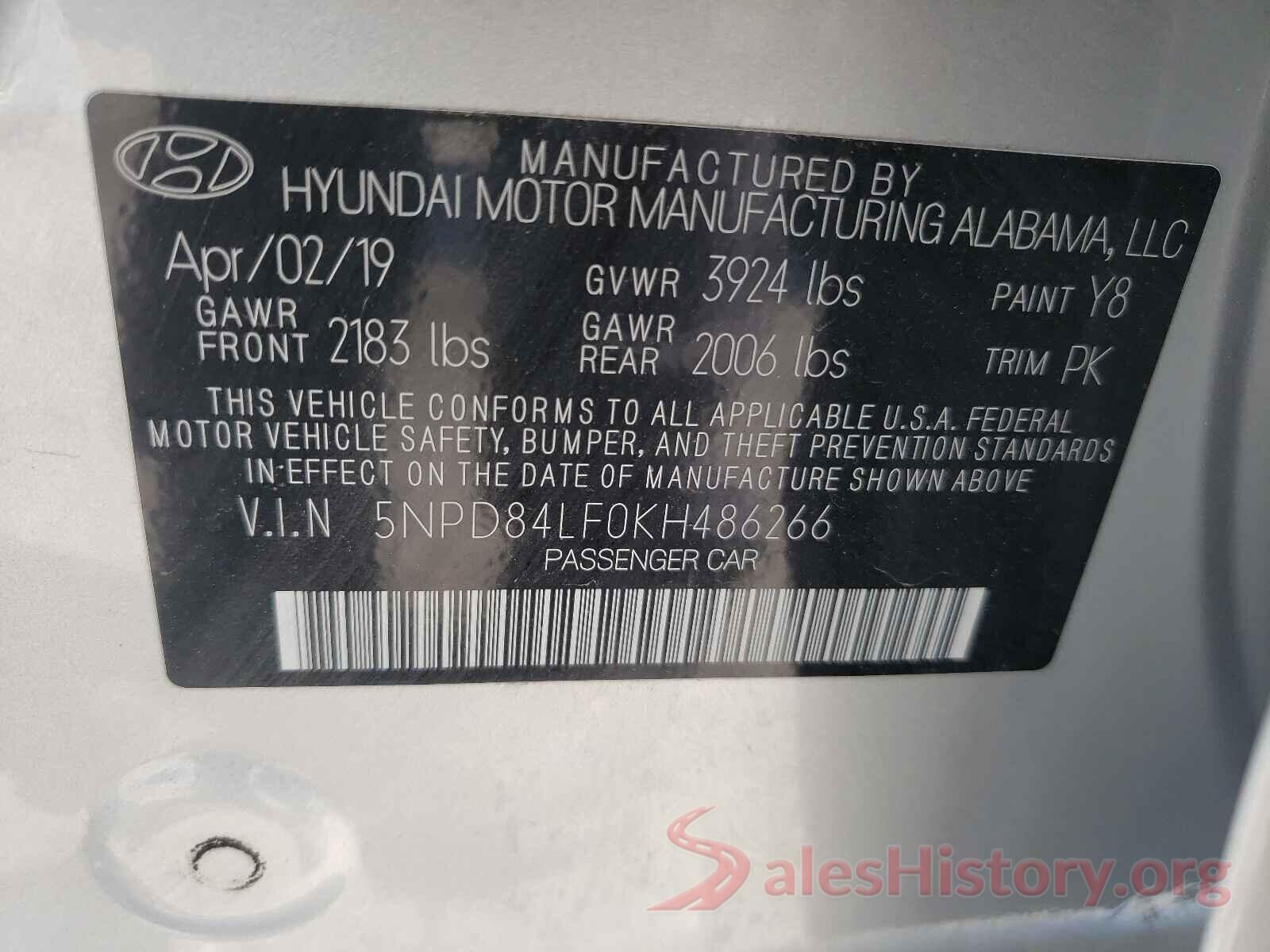 5NPD84LF0KH486266 2019 HYUNDAI ELANTRA