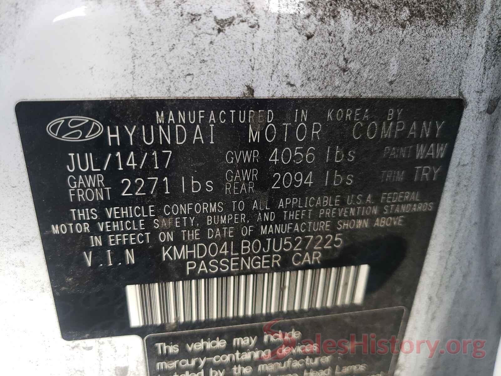 KMHD04LB0JU527225 2018 HYUNDAI ELANTRA