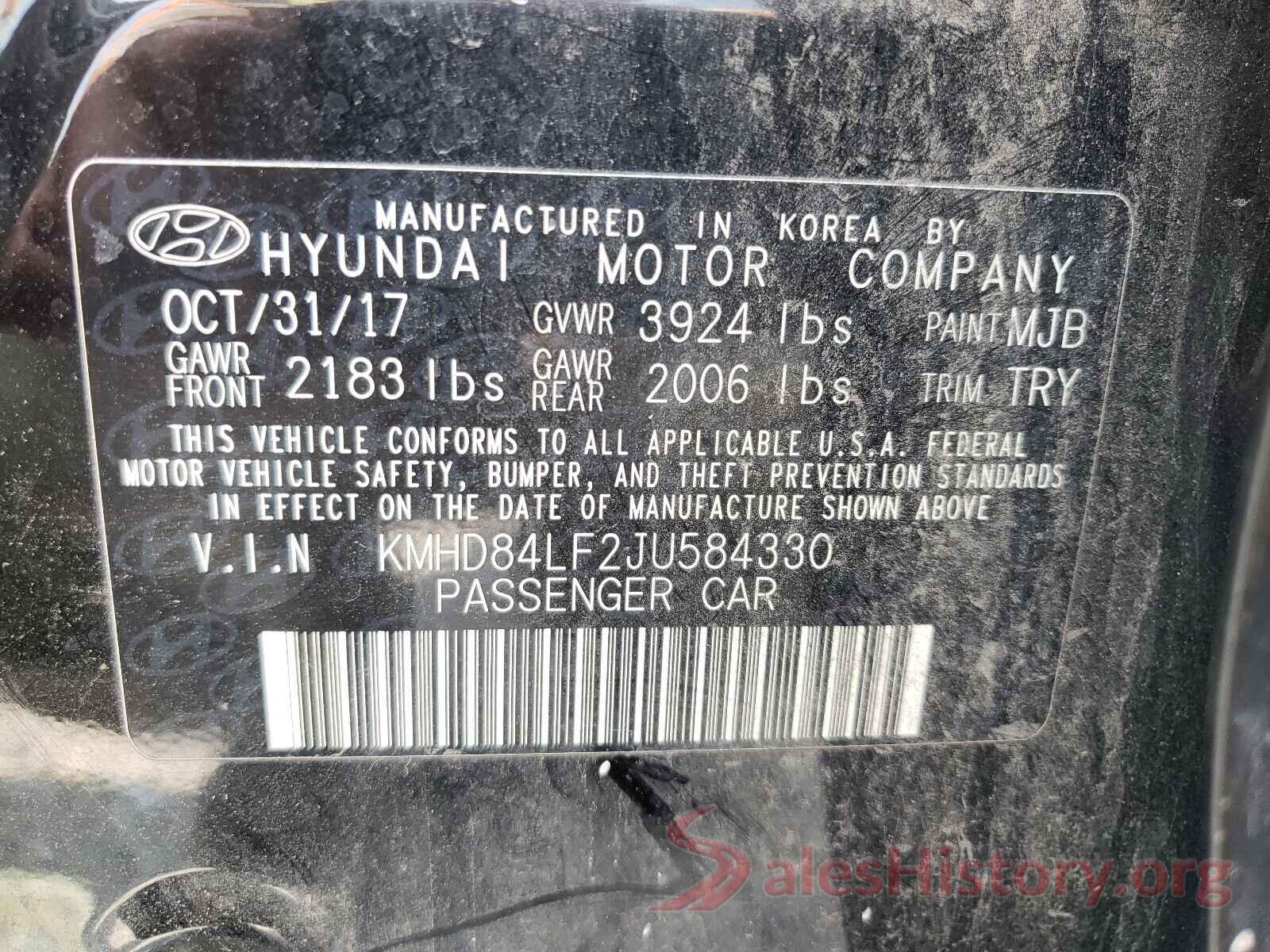 KMHD84LF2JU584330 2018 HYUNDAI ELANTRA