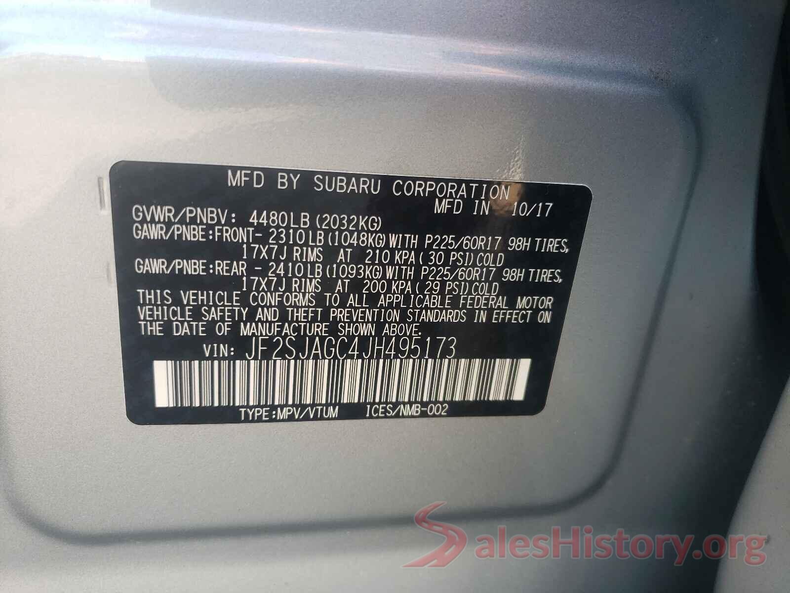 JF2SJAGC4JH495173 2018 SUBARU FORESTER