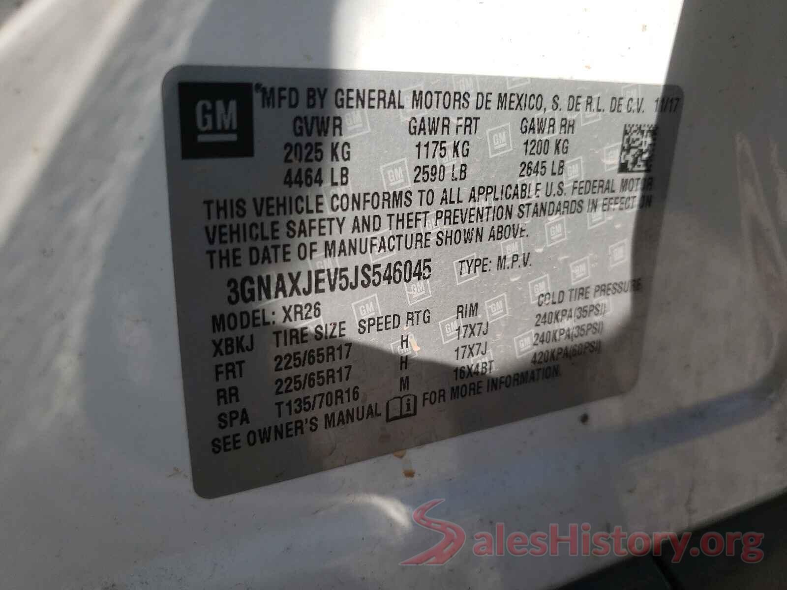 3GNAXJEV5JS546045 2018 CHEVROLET EQUINOX