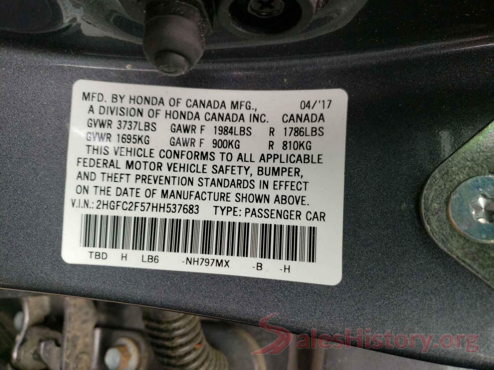 2HGFC2F57HH537683 2017 HONDA CIVIC