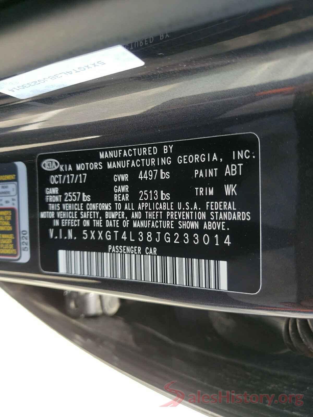 5XXGT4L38JG233014 2018 KIA OPTIMA