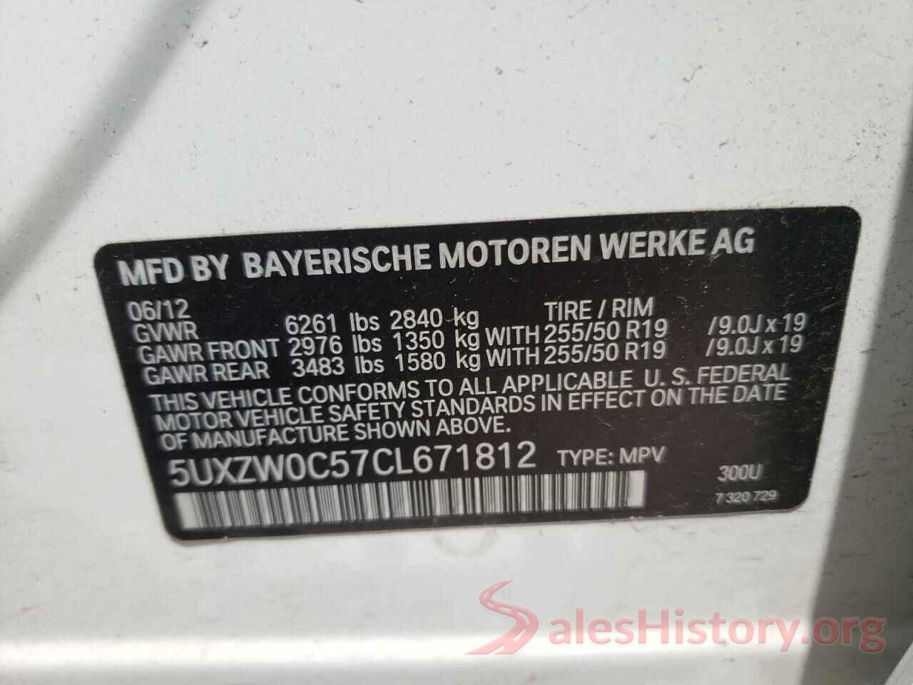 5UXZW0C57CL671812 2012 BMW X5