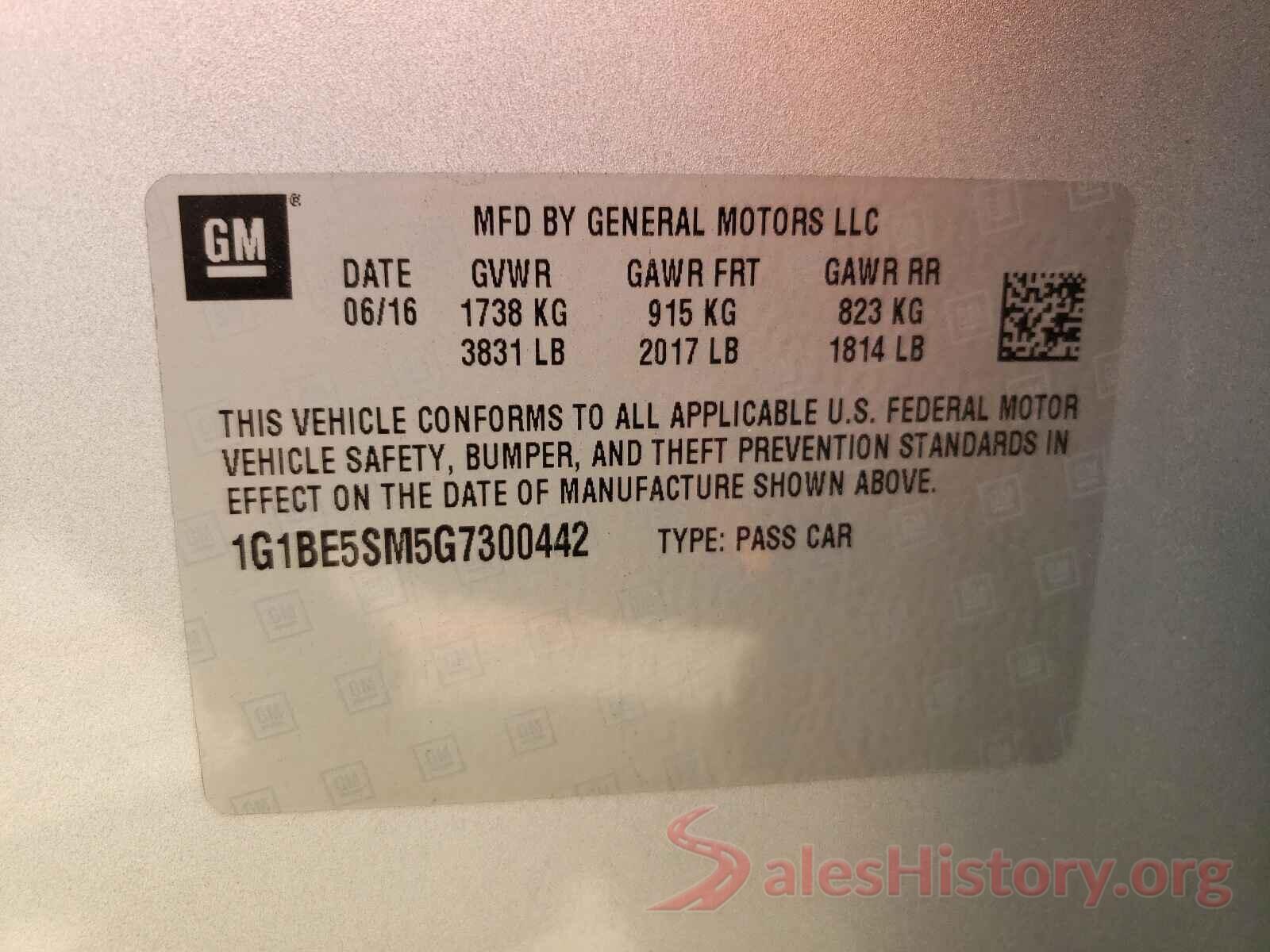 1G1BE5SM5G7300442 2016 CHEVROLET CRUZE