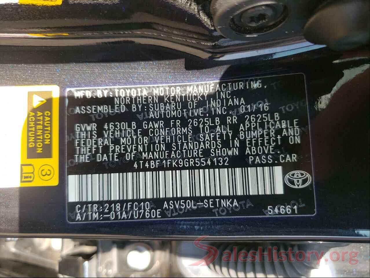 4T4BF1FK9GR554132 2016 TOYOTA CAMRY