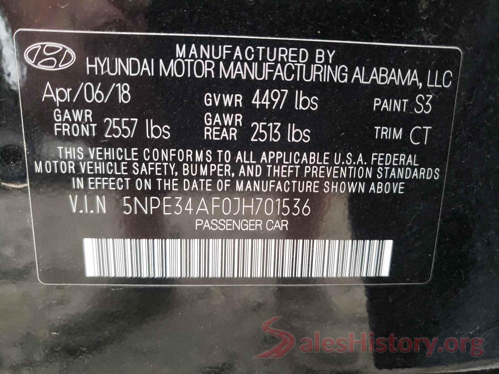 5NPE34AF0JH701536 2018 HYUNDAI SONATA