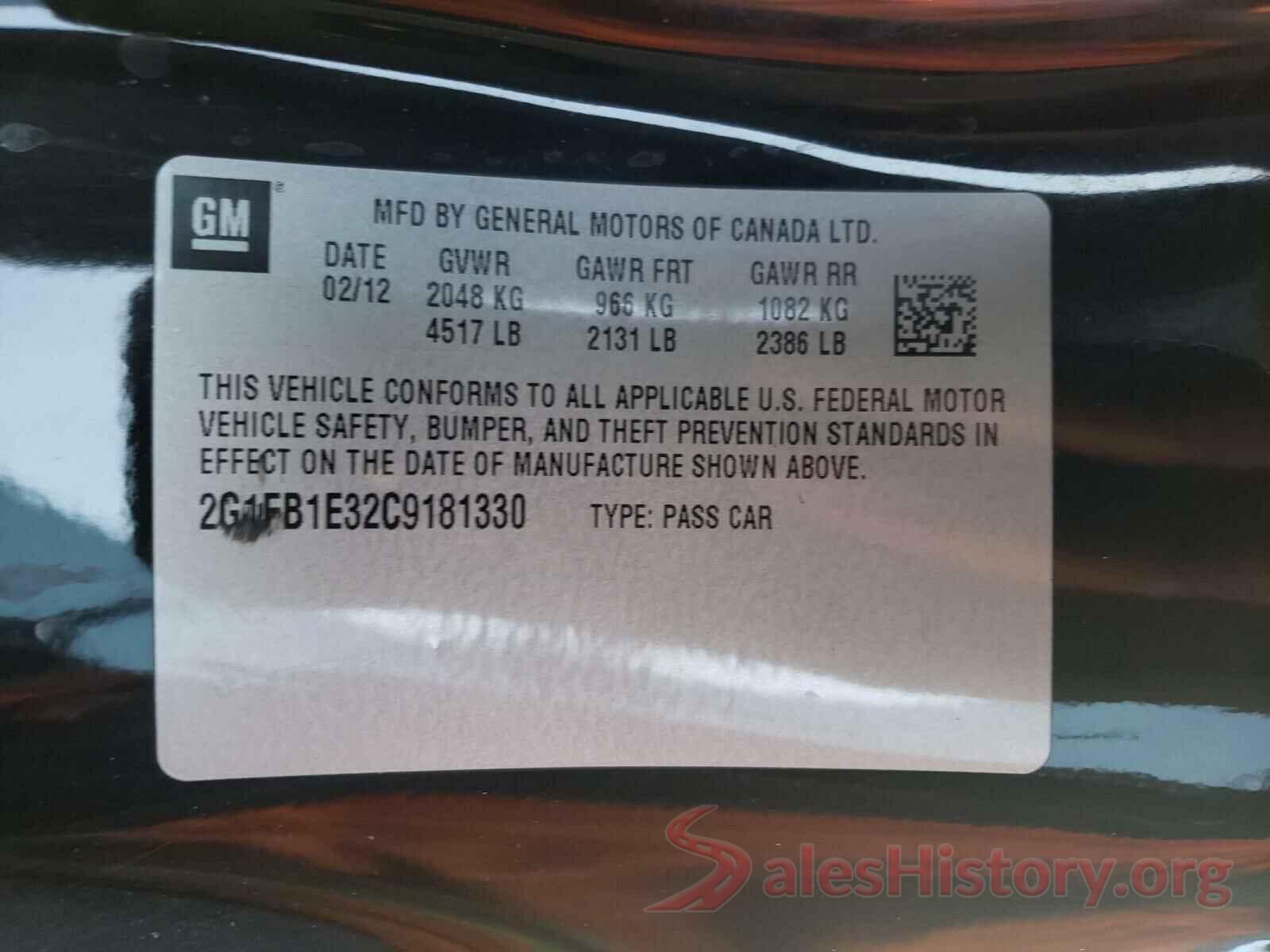 2G1FB1E32C9181330 2012 CHEVROLET CAMARO