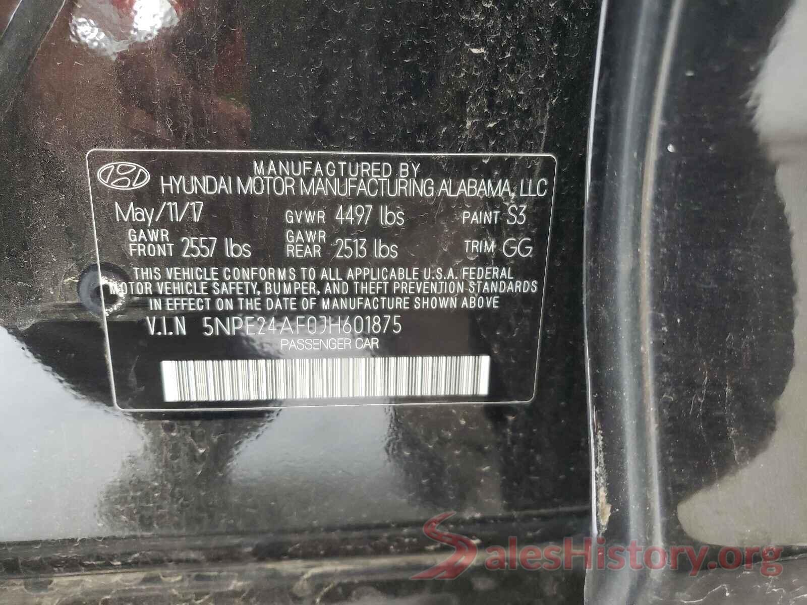 5NPE24AF0JH601875 2018 HYUNDAI SONATA