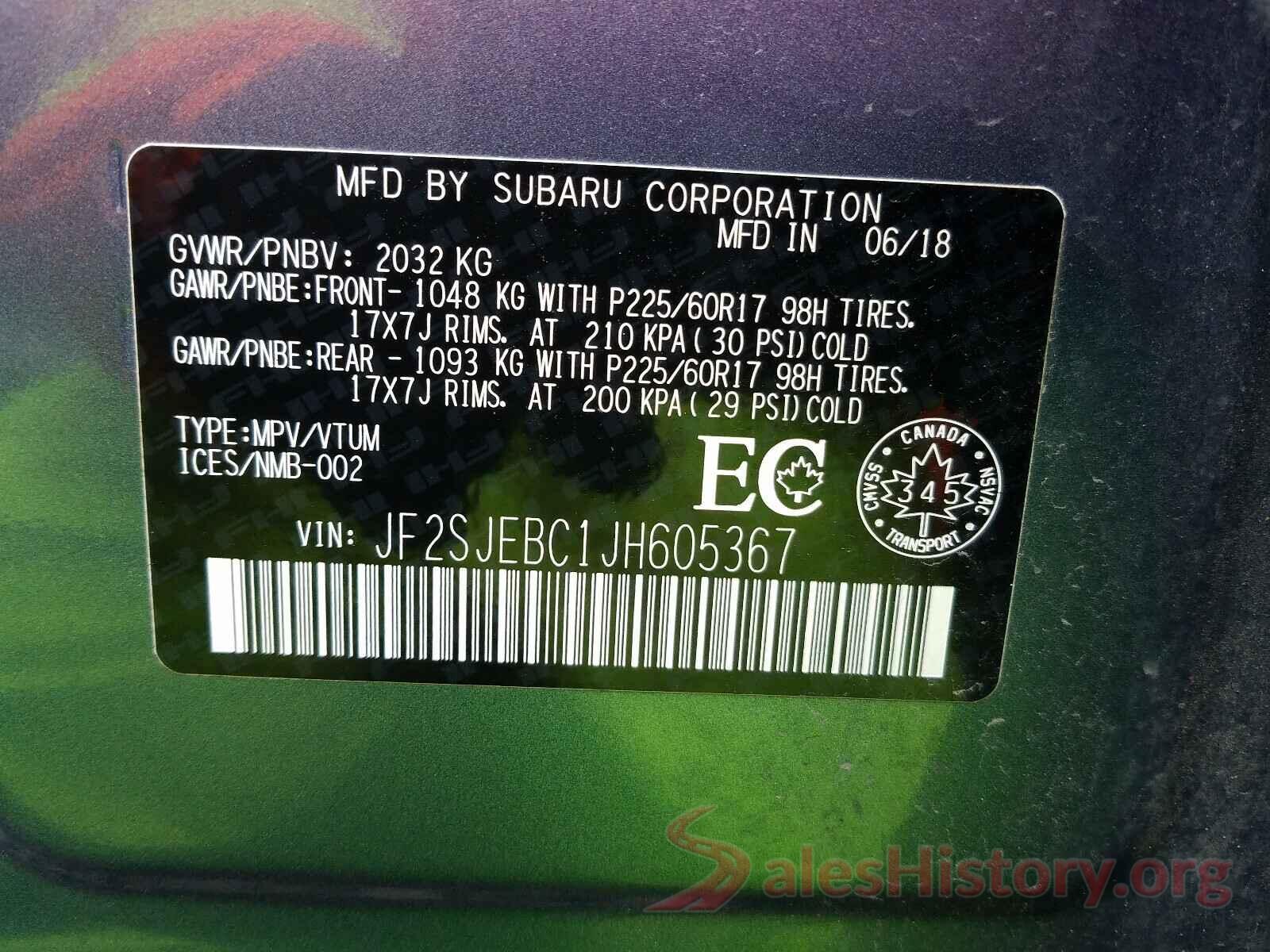 JF2SJEBC1JH605367 2018 SUBARU FORESTER