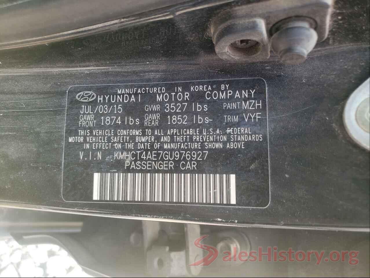 KMHCT4AE7GU976927 2016 HYUNDAI ACCENT