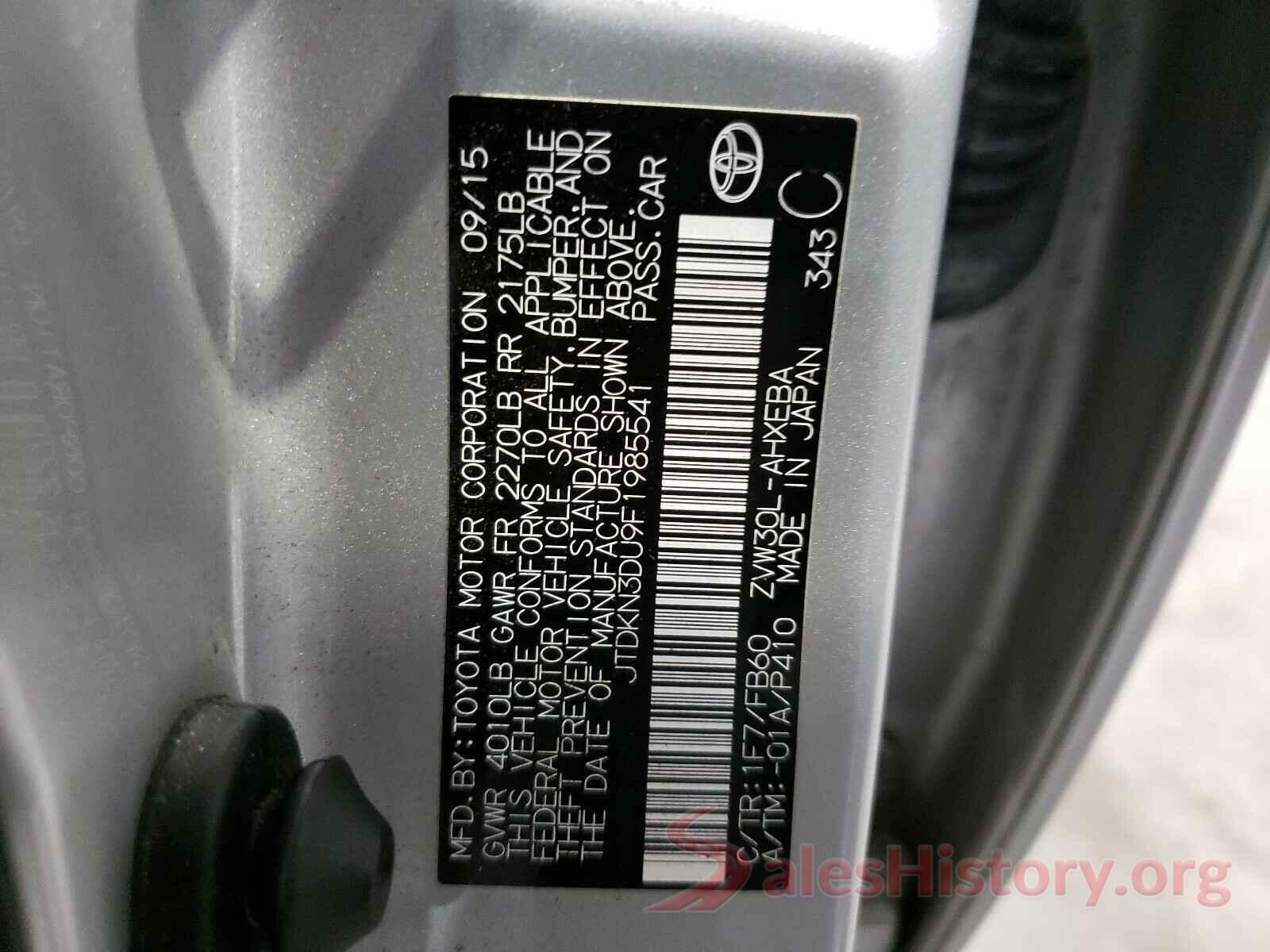 JTDKN3DU9F1985541 2015 TOYOTA PRIUS