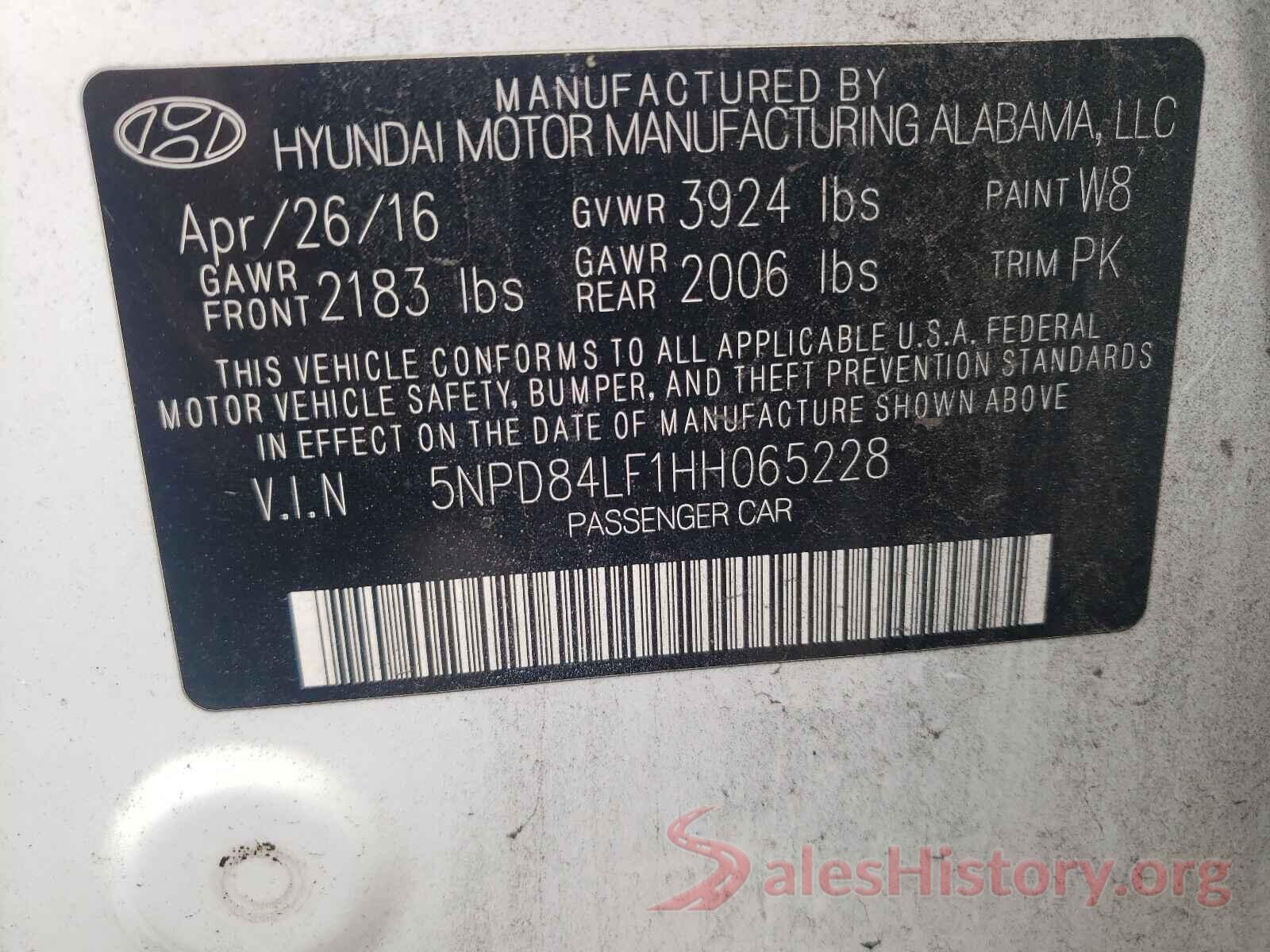 5NPD84LF1HH065228 2017 HYUNDAI ELANTRA