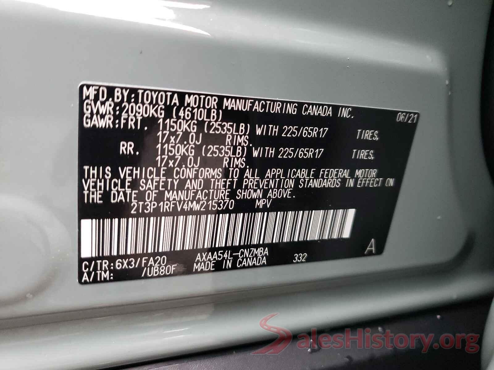 2T3P1RFV4MW215370 2021 TOYOTA RAV4