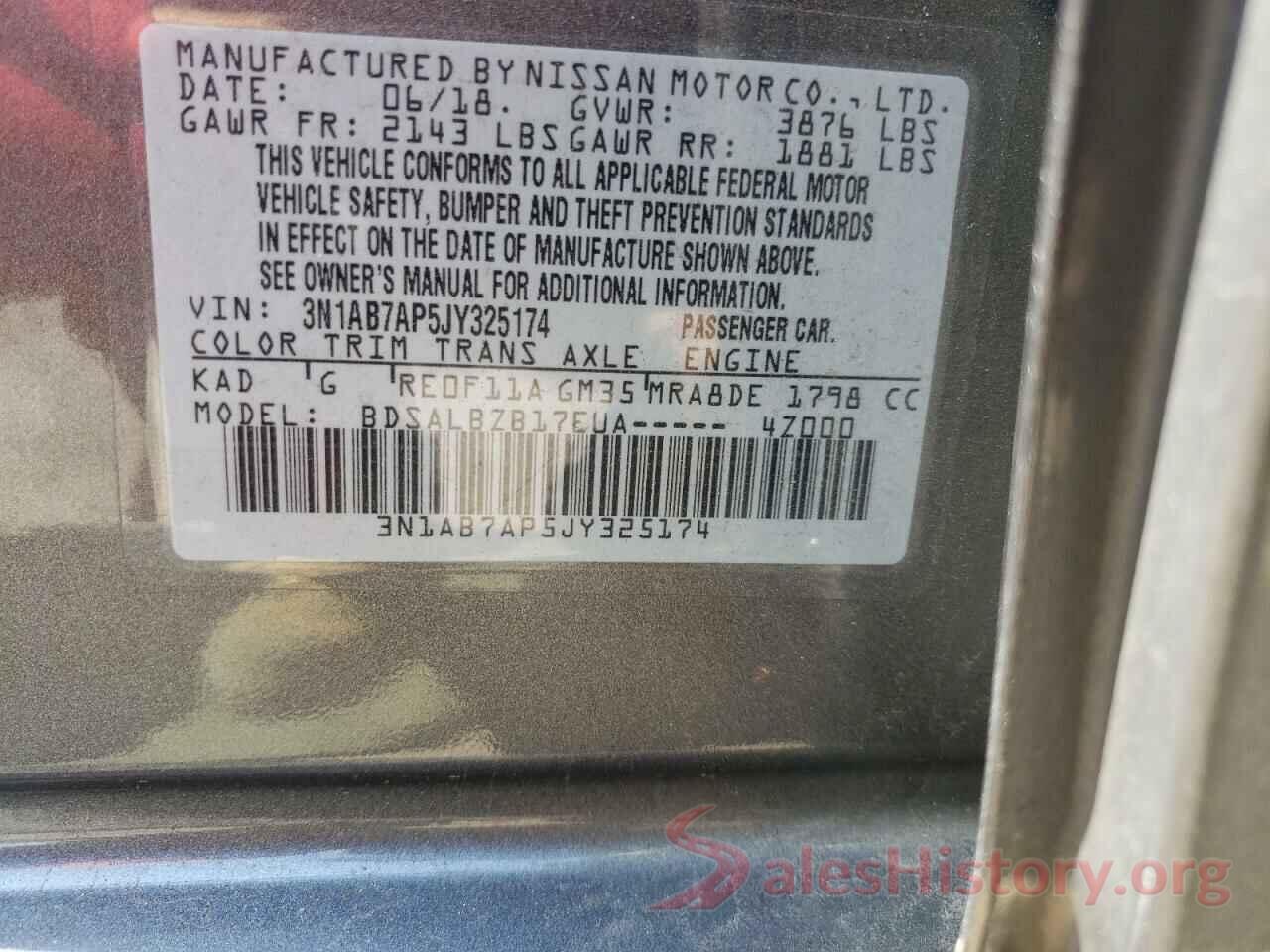 3N1AB7AP5JY325174 2018 NISSAN SENTRA